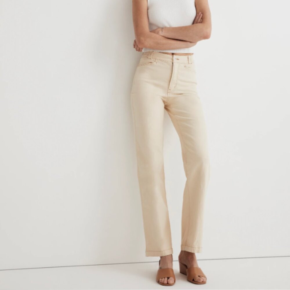 Madewell Petite Emmett 2.0 Wide-Leg Pants: Garment-Dyed Edition Sand P24
